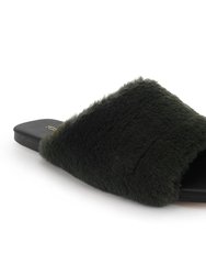 Nora Slide In Olive Faux Fur