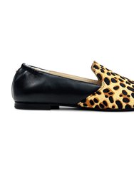 Preslie Loafer In Leopard Calf Hair - Black Leather/Leopard Calf Hair
