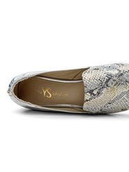 Preslie Loafer In Silver Snake Leather