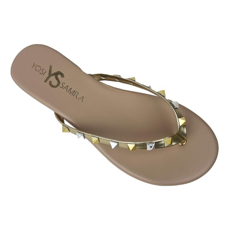 Rivington Stud Flip Flop In Beige