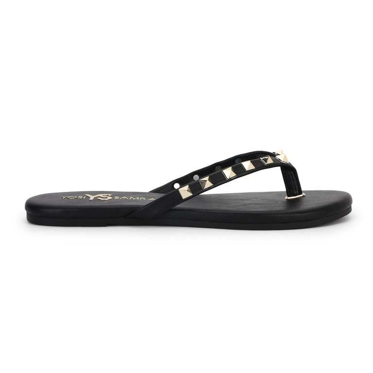 Rivington Stud Flip Flop In Black - Black