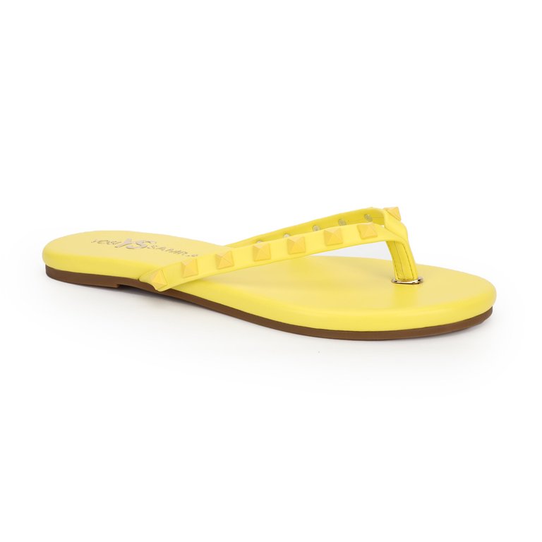 Rivington Stud Flip Flop In Canary Yellow