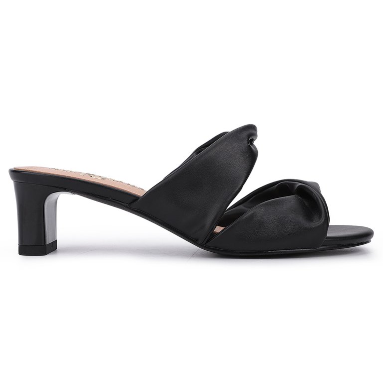 Rowan Heeled Slide In Black - Black