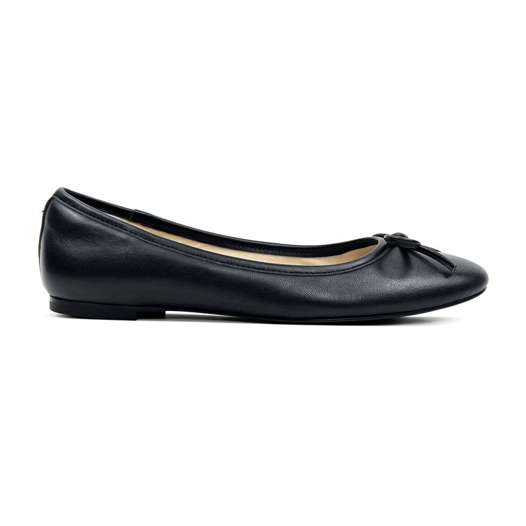 Sadie Ballet Flat In Black Nappa Leather - Black