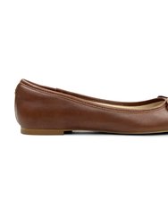 Sadie Ballet Flat In Brown Nappa Leather - Brown Leather