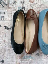 Sadie Ballet Flat In Brown Nappa Leather