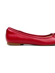 Sadie Ballet Flat In Red Nappa Leather - Red Leather