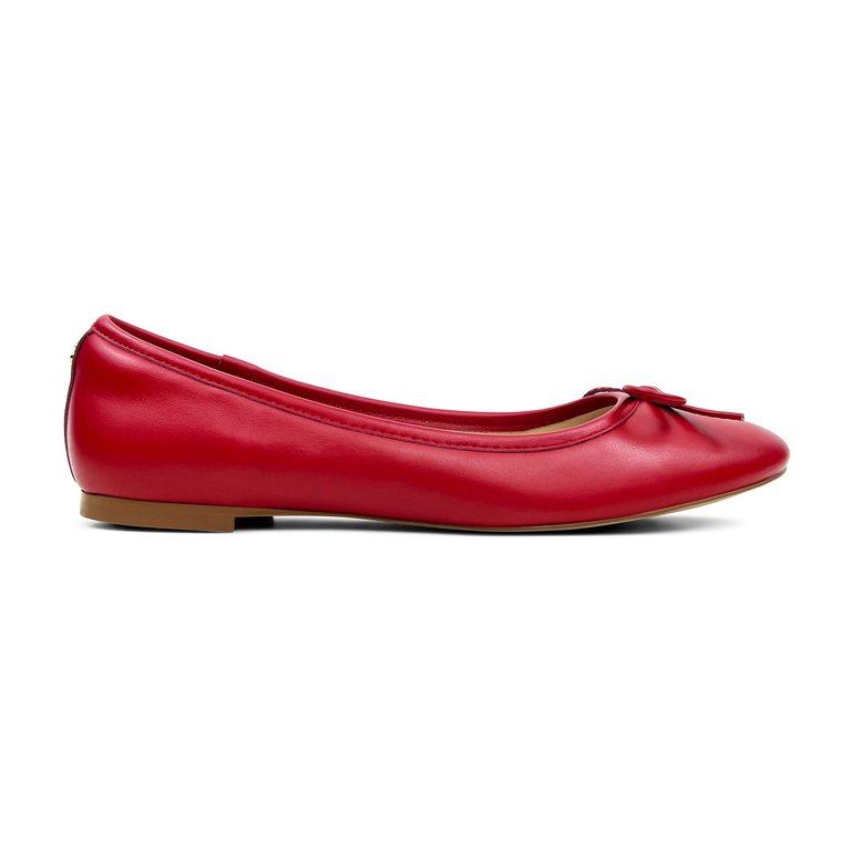 Sadie Ballet Flat In Red Nappa Leather - Red Leather