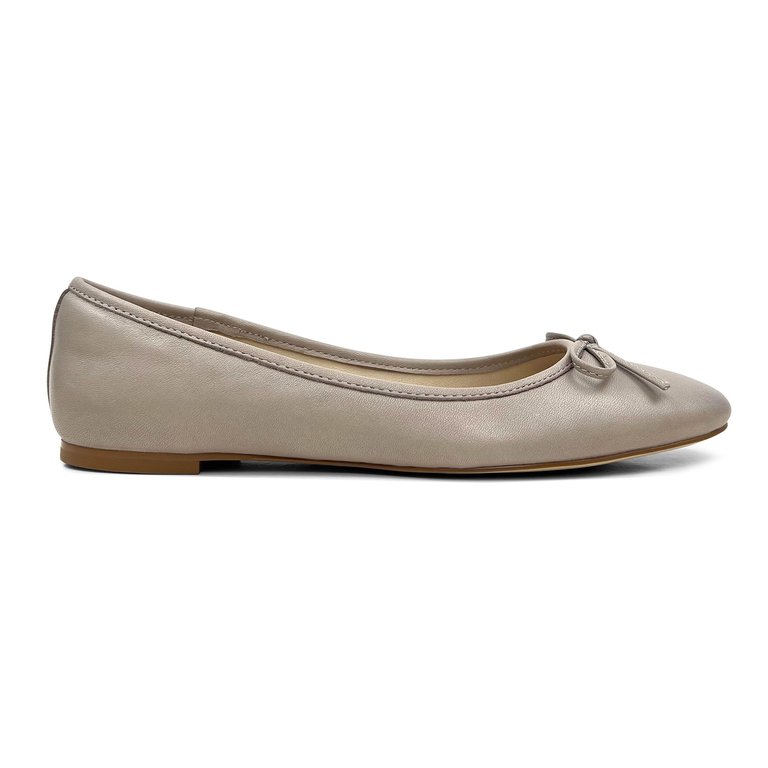 Sadie Ballet Flat In Taupe Nappa Leather - Taupe Leather