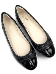 Sadie Quilted Ballet Flat In Black Leather