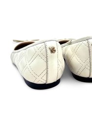 Sadie Quilted Ballet Flat In Bone Leather
