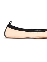 Samantha Cap Toe Foldable Ballet Flat In Nude/Black - Nude/Black