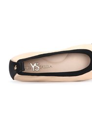 Samantha Cap Toe Foldable Ballet Flat In Nude/Black