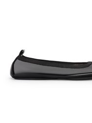 Samara Foldable Ballet Flat in Black Patent Leather - Black Patent