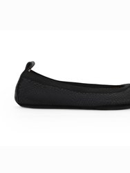 Samara Foldable Ballet Flat In Black Python Embossed Leather - Black Python