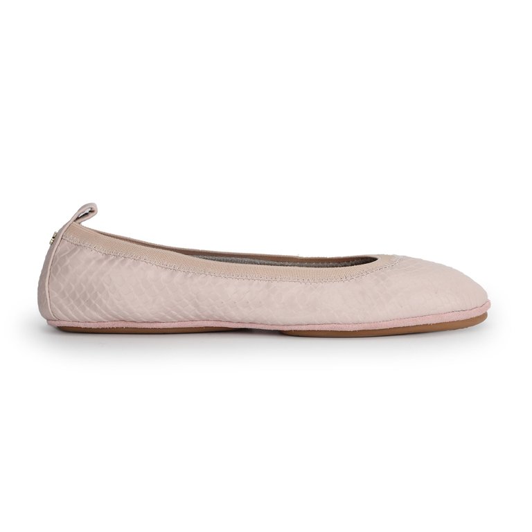 Samara Foldable Ballet Flat In Blush Pink Scale Leather - Blush