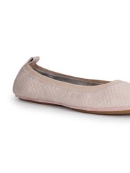 Samara Foldable Ballet Flat In Blush Pink Scale Leather