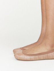 Samara Foldable Ballet Flat In Brown Croc Leather