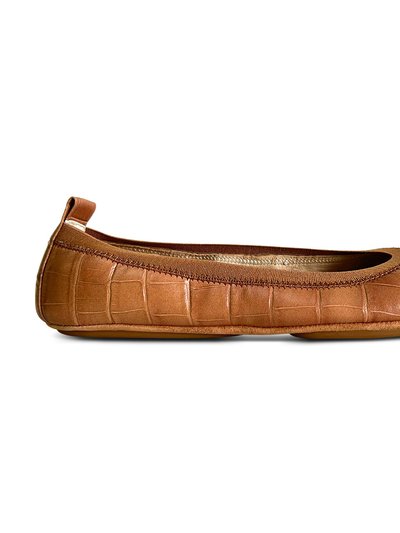 Yosi Samra Samara Foldable Ballet Flat In Brown Croc Leather product