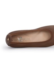 Samara Foldable Ballet Flat In Chocolate Brown Leather
