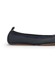 Samara Foldable Ballet Flat In Deep Navy Leather - Deep Navy Leather