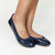 Samara Foldable Ballet Flat In Deep Navy Patent Leather