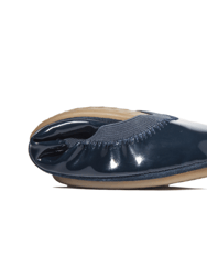 Samara Foldable Ballet Flat In Deep Navy Patent Leather