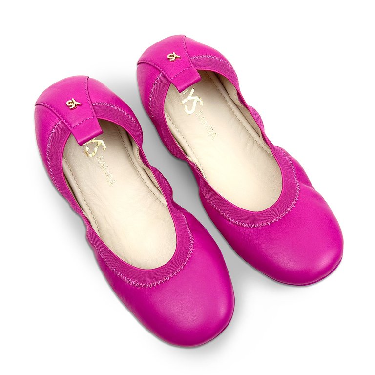 Samara Foldable Ballet Flat In Hibiscus Leather