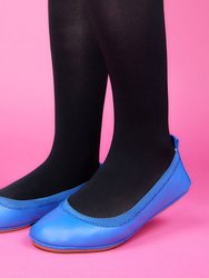 Samara Foldable Ballet Flat In Lapis Blue Leather