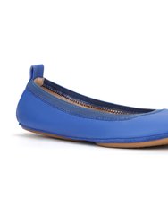 Samara Foldable Ballet Flat In Lapis Blue Leather
