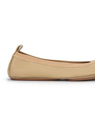 Samara Foldable Ballet Flat In Latte Leather - Latte Leather