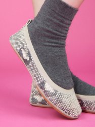 Samara Foldable Ballet Flat In Natural Python Print Leather