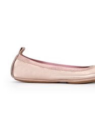 Samara Foldable Ballet Flat In Rose Gold Metallic Leather - Rose Gold Metallic