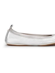 Samara Foldable Ballet Flat In Silver Metallic Leather - Silver Metallic