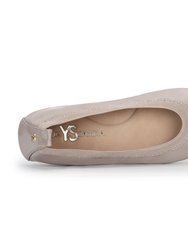 Samara Foldable Ballet Flat In Simply Taupe Patent Leather