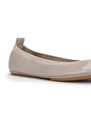 Samara Foldable Ballet Flat In Simply Taupe Patent Leather