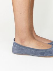 Samara Foldable Ballet Flat in Smoke Suede