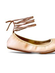 Sofia Ankle Wrap Flats In Blush Leather - Blush