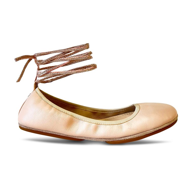 Sofia Ankle Wrap Flats In Blush Leather - Blush