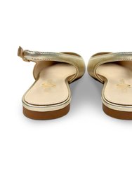 Vera Slingback Flat In Gold Leather