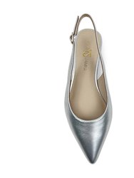 Vera Slingback Flat In Silver Leather