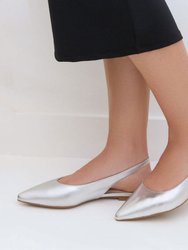 Vera Slingback Flat In Silver Leather