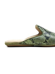 Vidi Mule In Green Snake Leather - Green Snake Leather