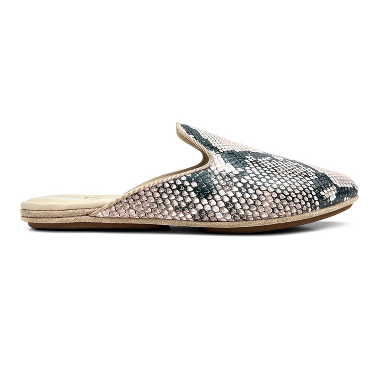 Vidi Mule In Natural Snake Leather - Natural Snake Leather