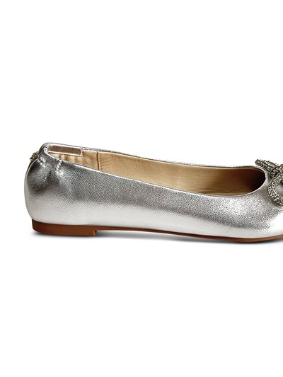 Yosi Samra Vivienne Crystal Bow Flats In Silver Leather product