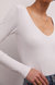 Aden V-Neck Rib Long Sleeve Top In White