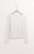 Aden V-Neck Rib Long Sleeve Top In White