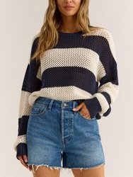 Broadbeach Stripe Sweater - Captain Blue