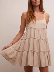 Carina Gingham Mini Dress - Adobe White
