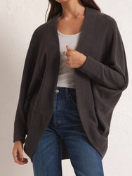 Commuter Fleece Cardigan In Asphalt - Asphalt